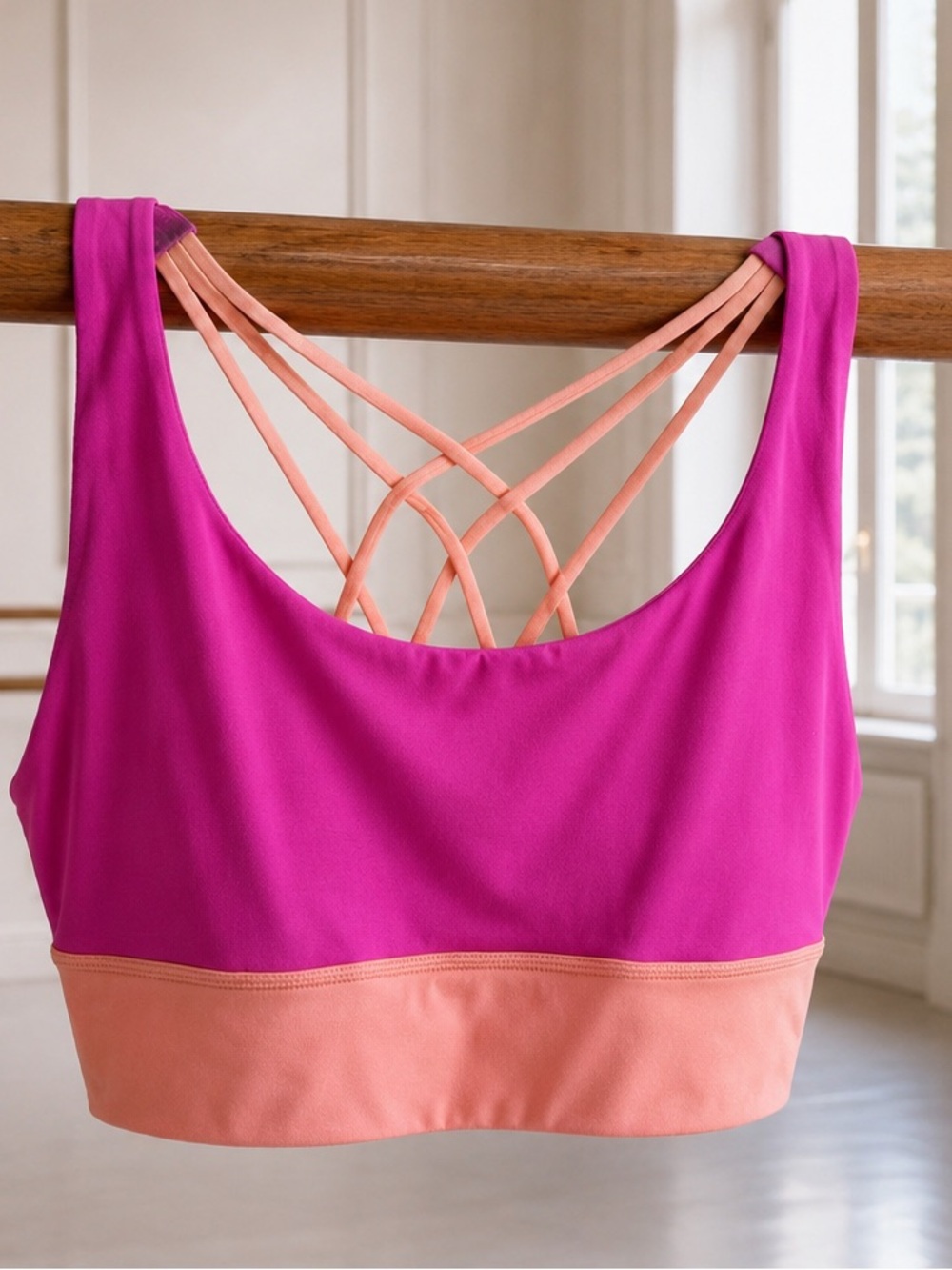 Victoria’s Secret On Point Strappy Back Longline Sports Bra XXL Pink Peach